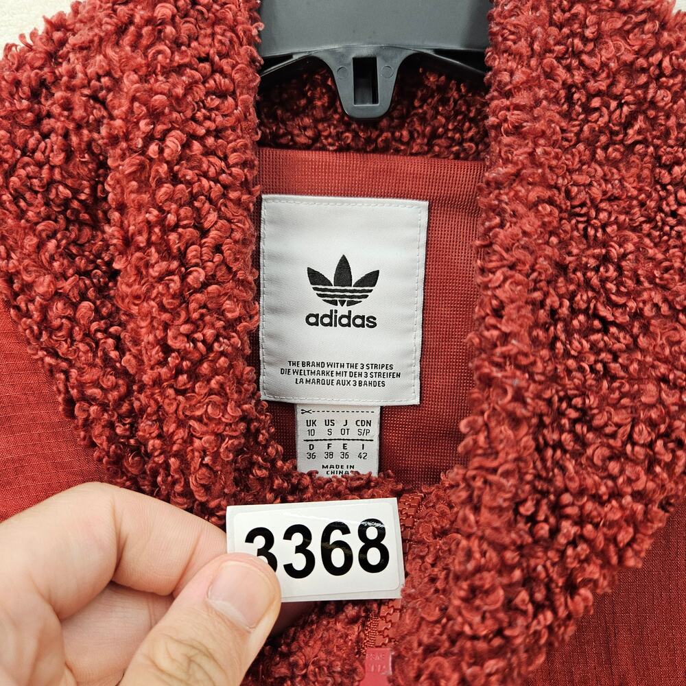 ADIDAS ORIGINALS WOMEN'S SMALL SHERPA FLEECE PULLOVER JACKET BURGUNDY HALF ZIP - Picture 8 of 8